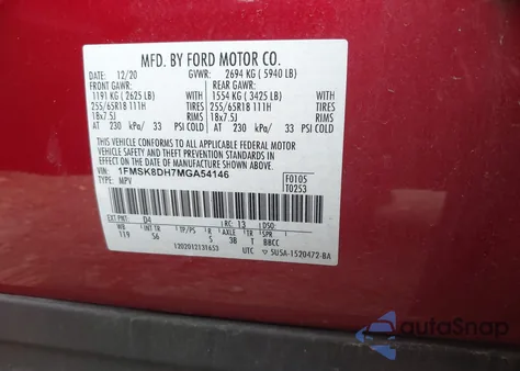 2021 Ford Explorer Xlt from USA, damaged, VIN 1FMSK8DH7MGA54146